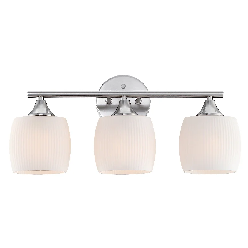 20.4 in. 3-Light Vanity Light with Brush Nickle finish and frosted opal glass