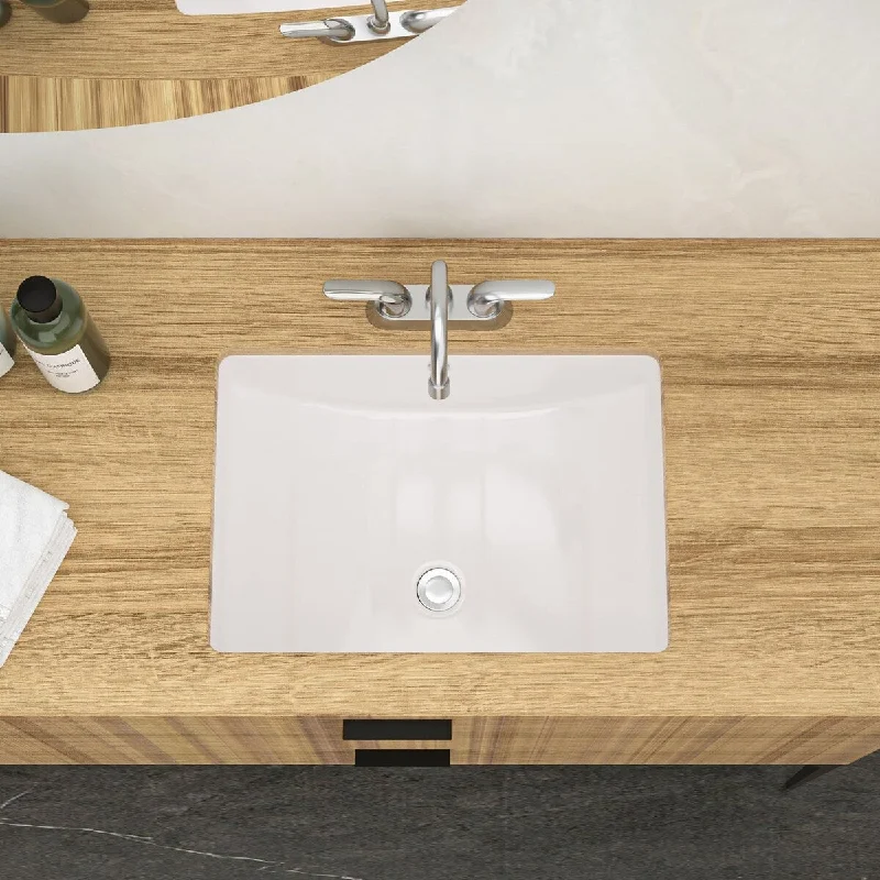 8.3 in. Ceramic Undermount Rectangular Bathroom Sink in White with Overflow - 19.7'' x 14''