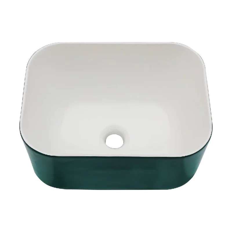 8.5 in. Ceramic Rectangular Vessel Bathroom Sink in Green - 16" x 12''