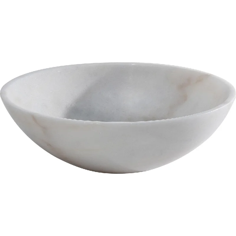 AA Warehousing 'Brielli' White Marble Round Polished Stone Basin