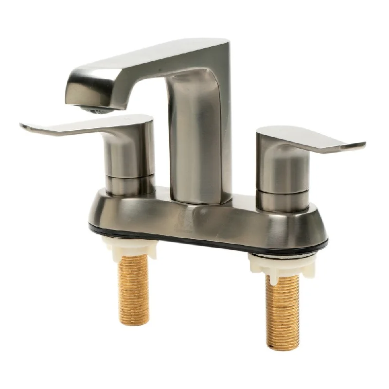 ALFI brand AB1493-BN Brushed Nickel Two-Handle 4'' Centerset Bathroom Faucet - Silver