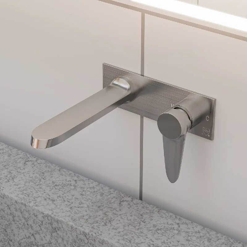 ALFI brand AB1772-BN Brushed Nickel Wall Mounted Modern Bathroom Faucet - Silver