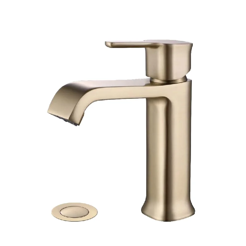 Bathroom Single Handle Faucet Pop Up Drain Gold