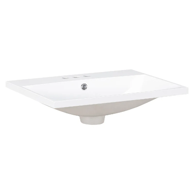 Ceramic 24 Inch Bathroom Vanity Top Only, 3-Faucet Holes for 4" Fauce