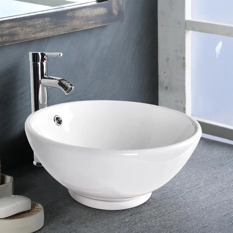 Ceramic Above counter Round Bathroom Sink Faucet - 16*16*6.5