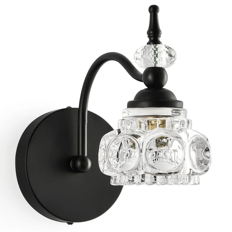 CO-Z 1 Light Vintage Vanity Light Fixture with Flower Glass Shade