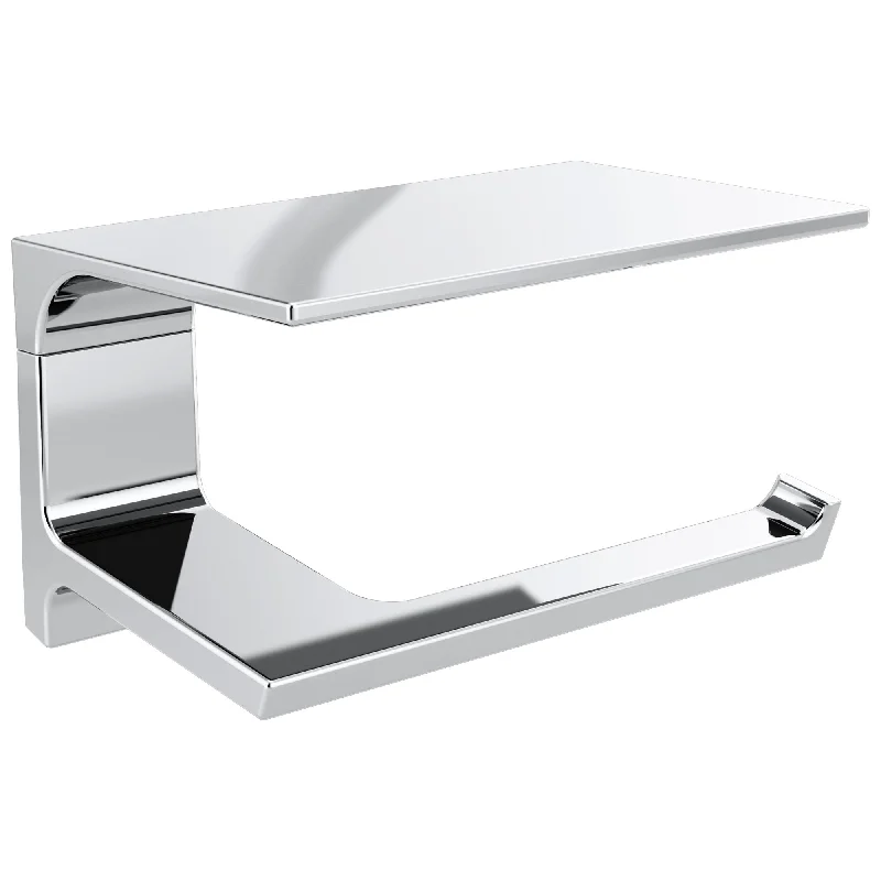 Delta Pivotal Chrome Finish Toilet Tissue Paper Holder with Shelf D79956