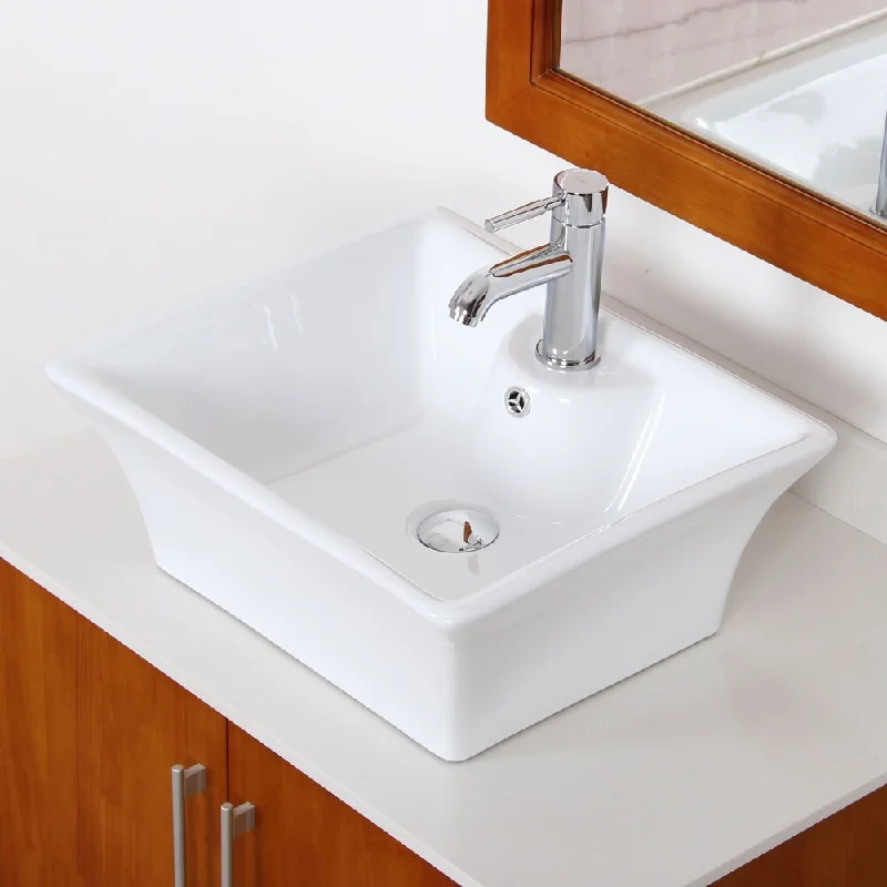 Elite 4049F371024C High-temperature Grade-A Square Ceramic Bathroom Sink and Chrome Faucet Combo