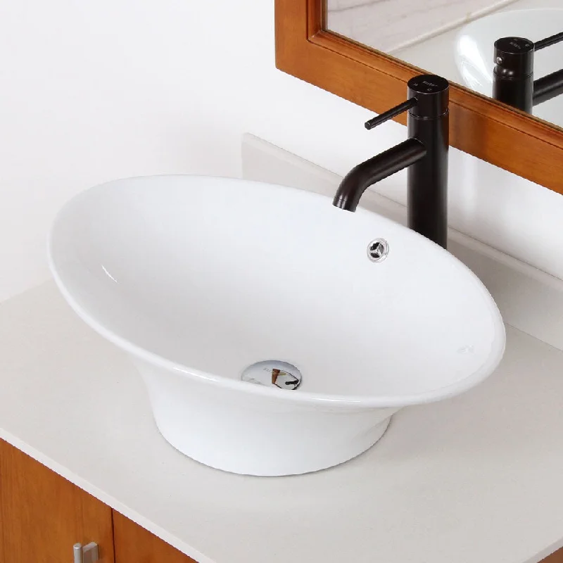 Elite 4110F371023ORB High-temperature Grade-A Oval Ceramic Bathroom Sink and Oil-rubbed Bronze Faucet Combo