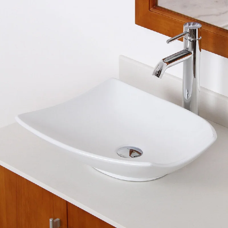 Elite High Temperature Ceramic Trapeziform Bathroom Sink/ Faucet Combo C104F371023C