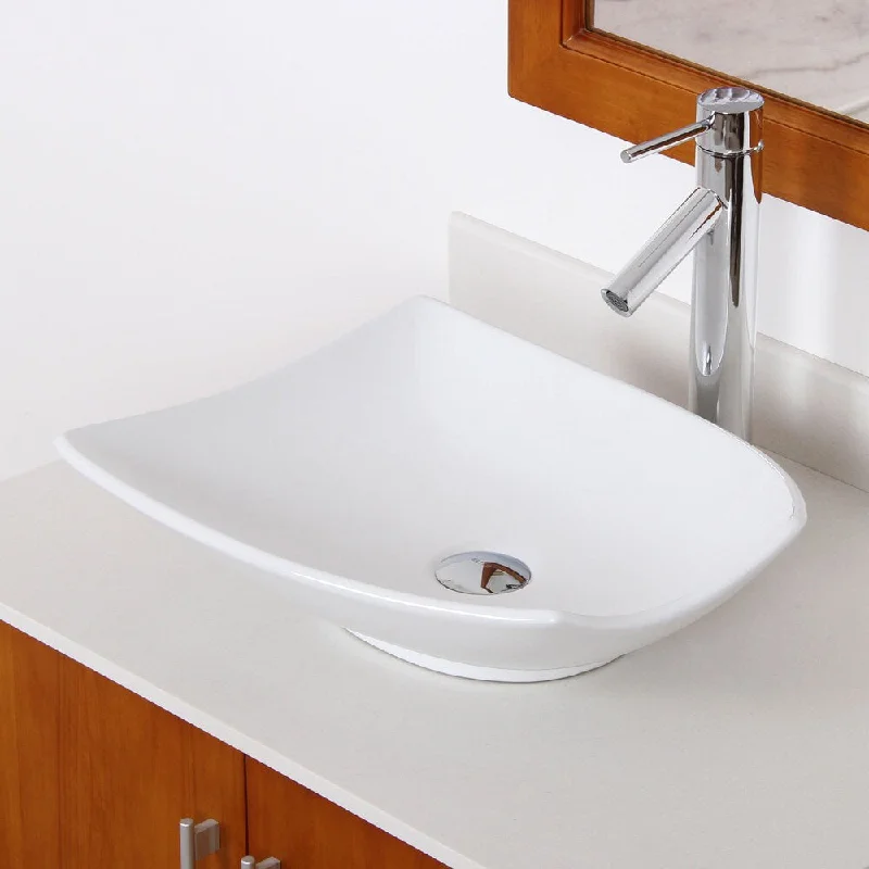 Elite High Temperature Unique Ceramic Trapeziform Bathroom Sink/ Faucet Combo C1042659C