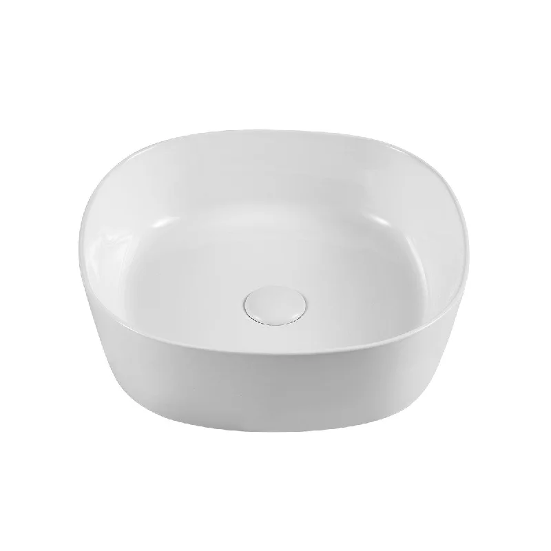 EPOWP Ceramic Square Above Counter White Bathroom Sink Art Basin