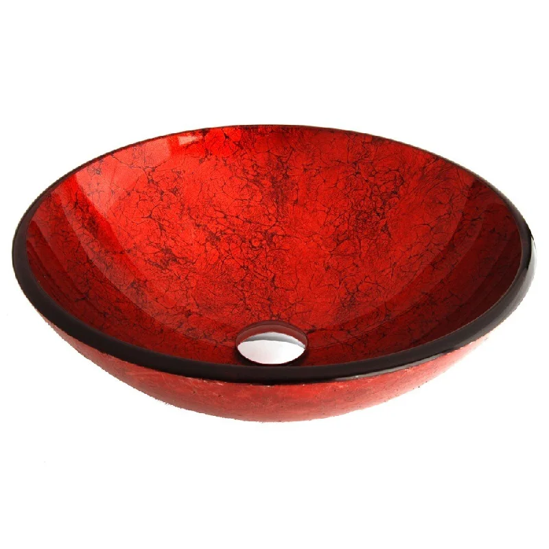 Fontaine Red Foil Glass Vessel Bathroom Sink