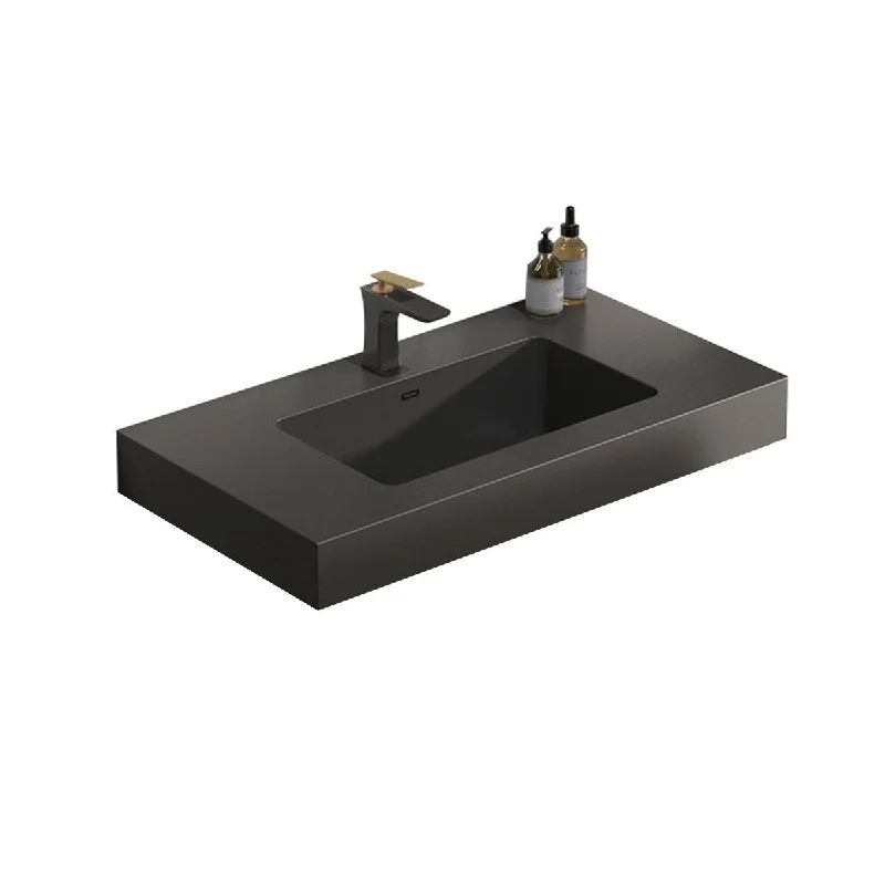 Integrated engineered quartz basin WITHOUT drain and faucet,High quality and durable， matt black color