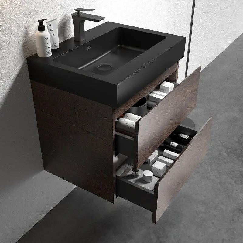 Integrated engineered quartz basin WITHOUT drain and faucet,High quality and durable， matt black color