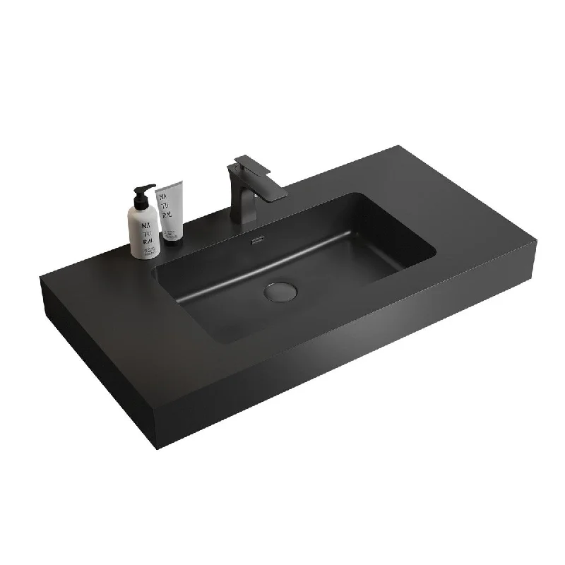 Integrated engineered quartz basin WITHOUT drain and faucet,High quality and durable， matte black color