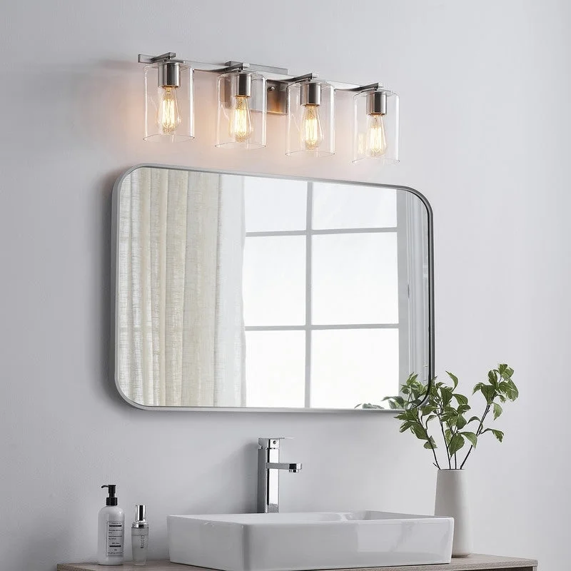 KAWOTI 29.1in 4-light Square Glass Shades Bathroom Vanity Light