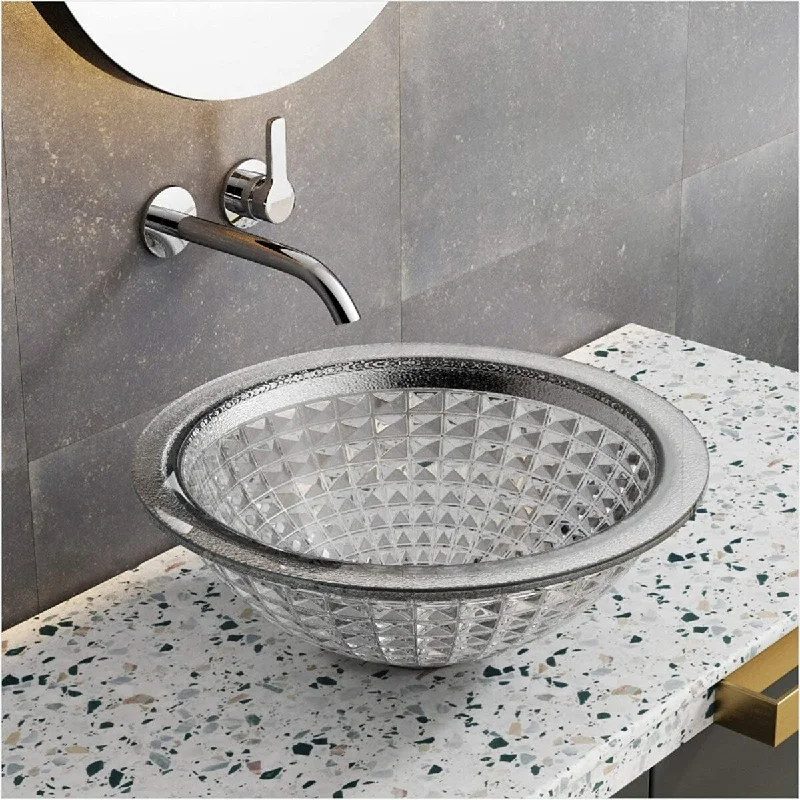 Modern 16"x6" Tempered Glass Vessel Bathroom Sink Handmade Thick & Scratch Tough & Stain Resistant, Natural