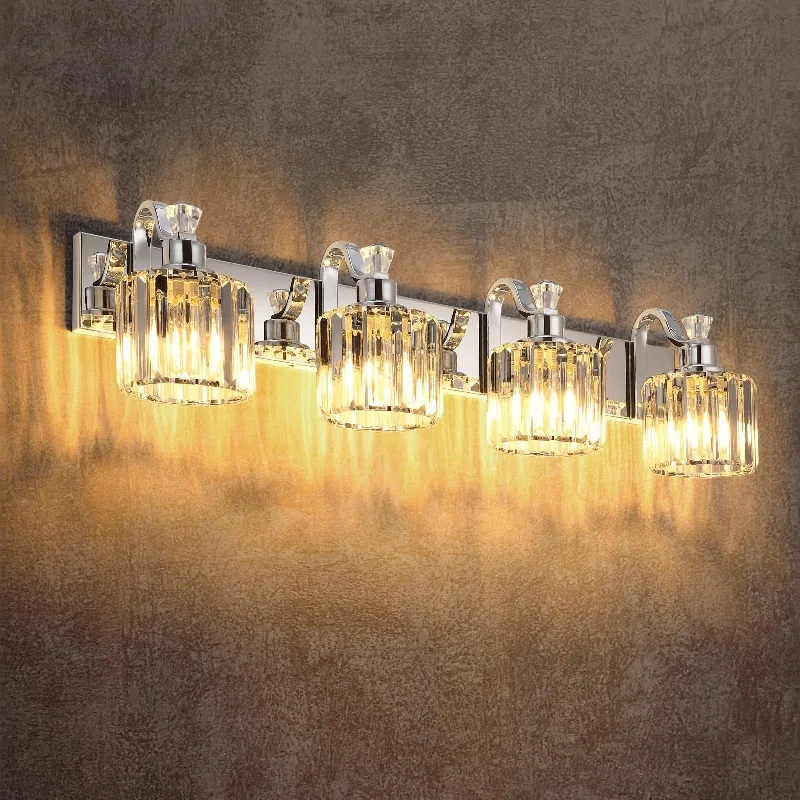 Modern Crystal Bathroom Vanity Lights Dimmable Wall Sconces