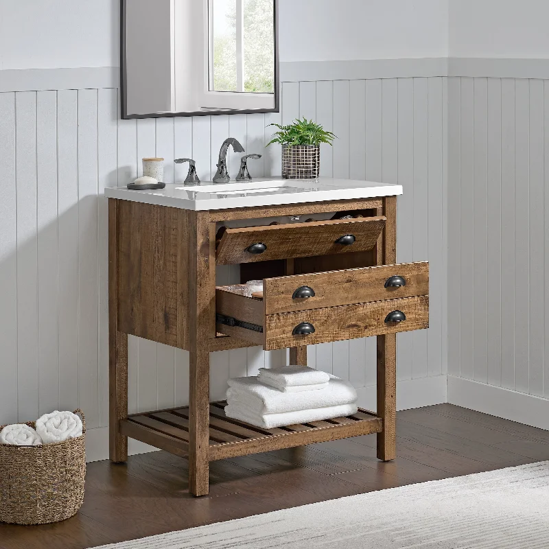 Monterey Farmhouse 31-Inch Natural Brown Single Bathroom Vanity