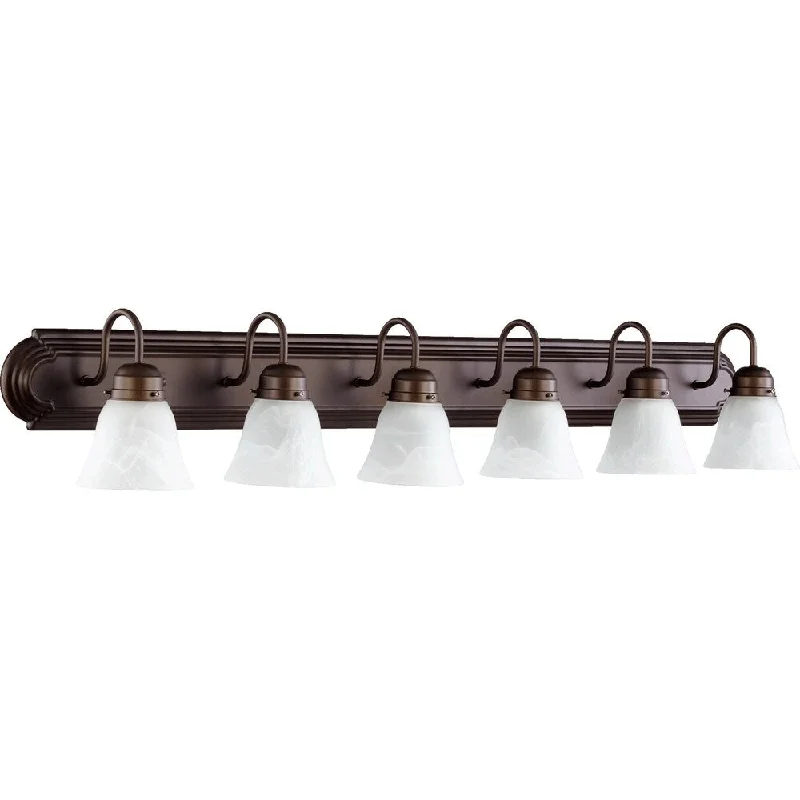 Oiled Bronze and Faux Alabaster 6-light Vanity Lighting