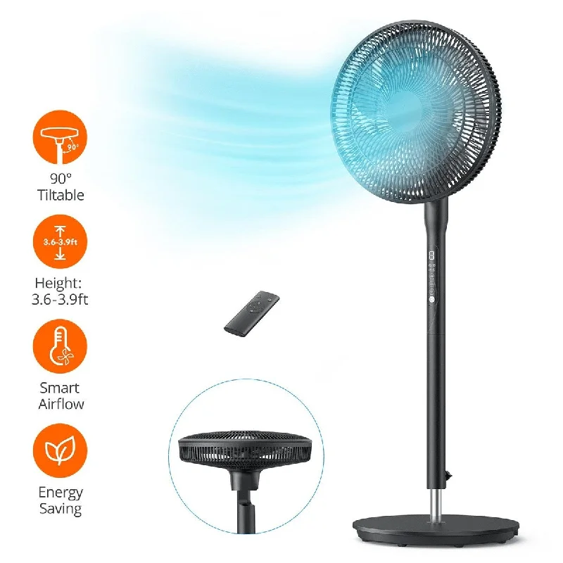 Pedestal Fan, Oscillating Standing Fan with Remote, 8-Hour Timer, 3 Wind Modes, 9 Speed Levels for Home Office Bedroom Use