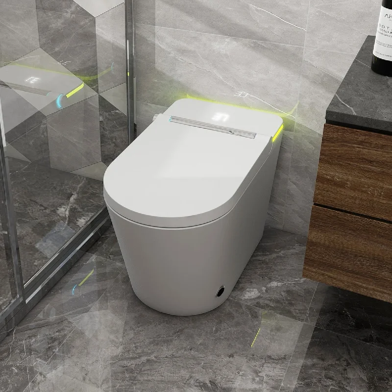 Smart Toilet, One Piece Bidet Toilet for Bathrooms,Modern Elongated Toilet with Warm Water,Dual Auto Flush,Foot Sensor Operation