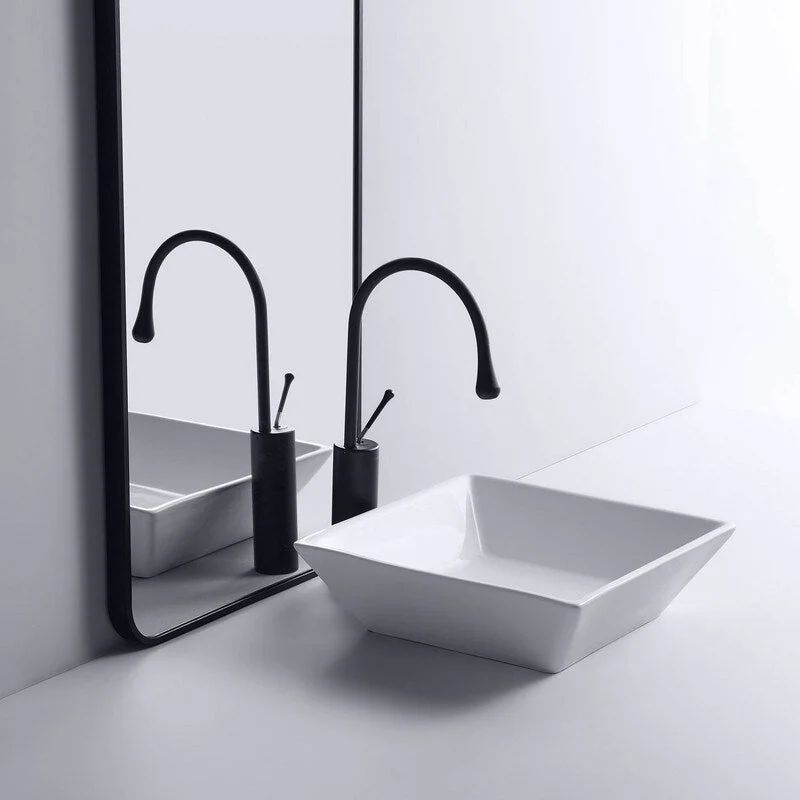 Square matte white stone ware bathroom sink - 16.33W"*16.33D"*4.72H"