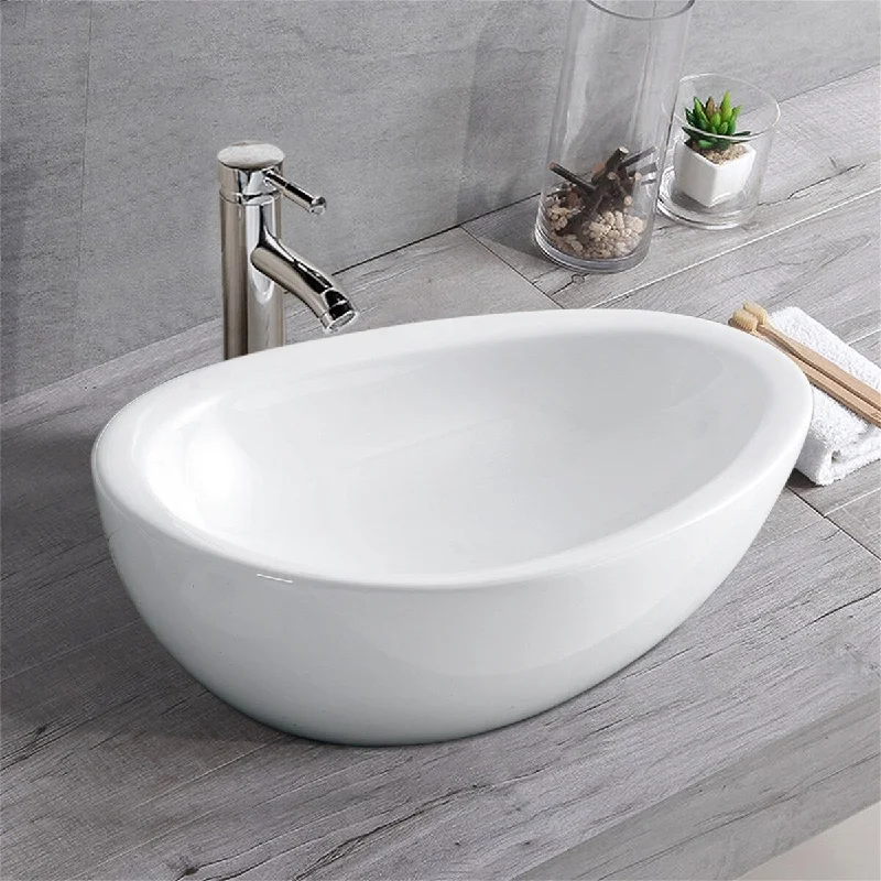 White Ceramic Vessel Bathroom Sink Basin