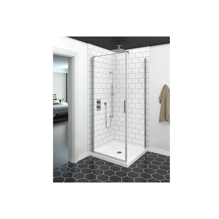 Shower Door Fit Square Corner 32 x 32 Inch Chrome Clear