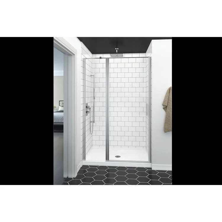 Shower Door Fit Alcove Pivot 42 x 74 Inch Chrome Clear