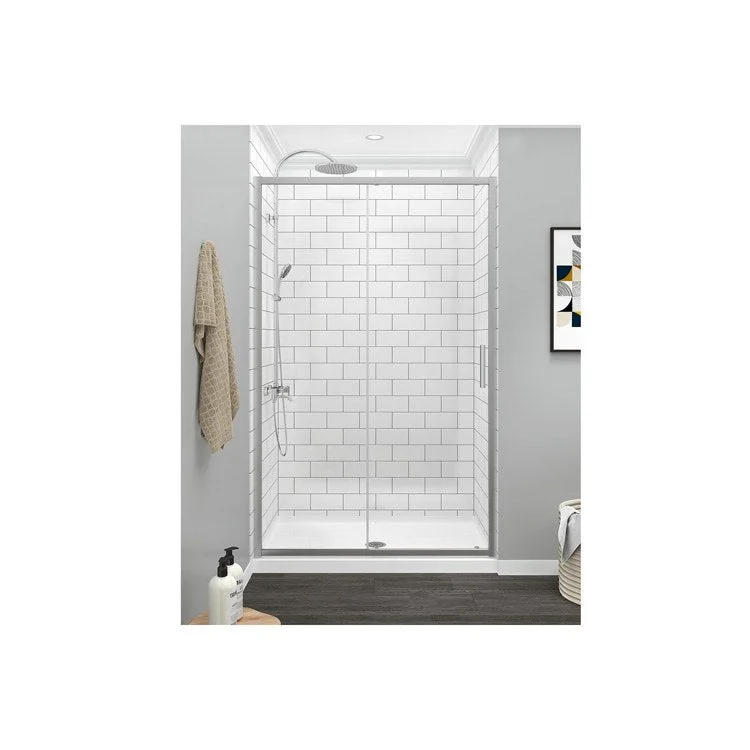 Shower Door Nix Alcove Sliding 48 x 74 Inch Chrome Clear