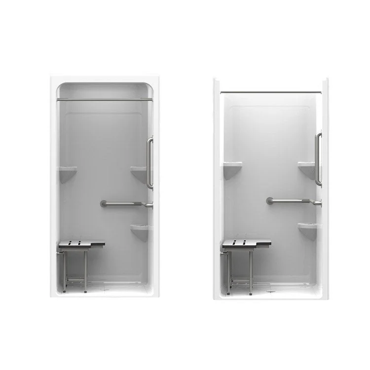 Shower One Piece Left Hand White 38-1/16 x 40-3/8 x 79 Inch ADA Acrylic Fold Up Seat 38-1/16 Inch ADA