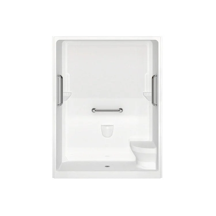 Shower Ops One Piece White 37-3/4 x 65 x 80-1/4 Inch Acrylic Left Hand Seat 37-3/4 Inch