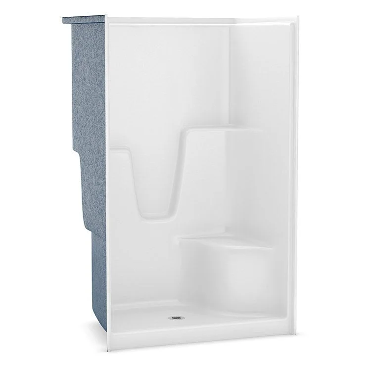 Shower Module 48 Inch AcrylX White 1 Pieces Right Hand Contoured Corner Seat Above Floor Rough