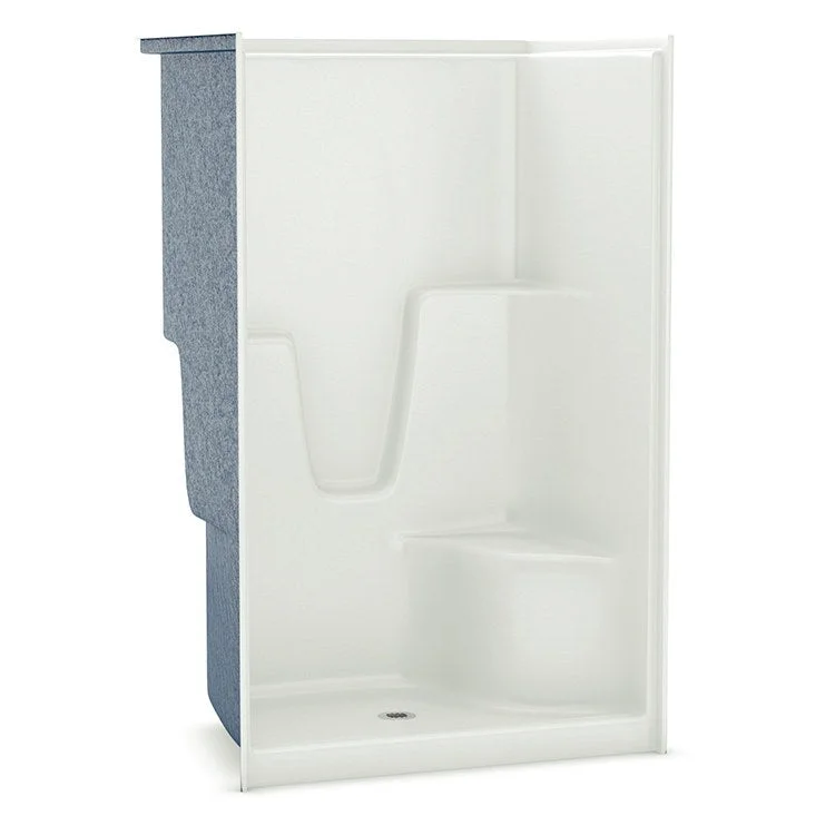 Shower Module 48 Inch AcrylX Biscuit 1 Pieces Right Hand Contoured Corner Seat 3-3/8 Inch Center Opening