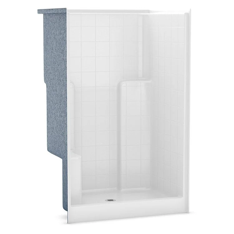 Shower Module 48 Inch AcrylX White 1 Pieces Left Hand Contoured Corner Seat 3-3/8 Inch Center Opening