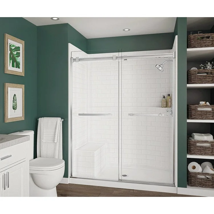 Shower Module 60 x 35-1/4 x 81-1/4 Inch AcrylX White 1 Pieces Left Hand Integrated Seat Above Floor Rough