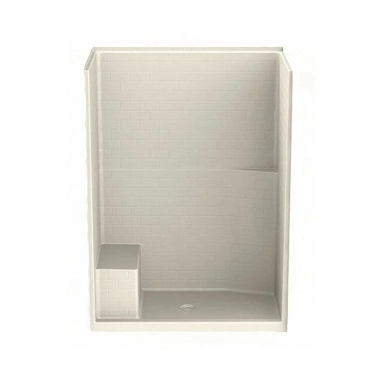 Shower Module 60 x 35-1/4 x 81-1/4 Inch AcrylX Bone 1 Pieces Left Hand Integrated Seat