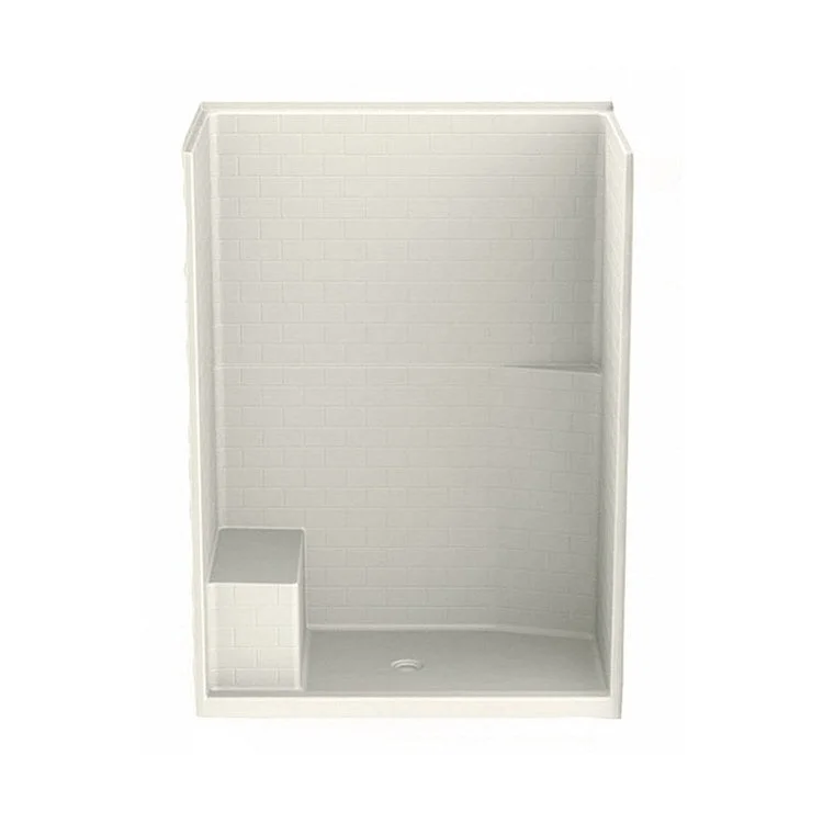 Shower Module 60 x 35-1/4 x 81-1/4 Inch AcrylX Biscuit 1 Pieces Left Hand Integrated Seat