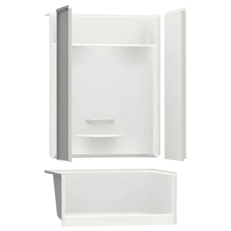 Shower Module 47-7/8 x 33-5/8 x 80-1/8 Inch AcrylX White 4 Pieces Less Seat