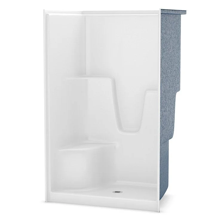 Shower Module 48 Inch AcrylX White 1 Pieces Left Hand Contoured Corner Seat Above Floor