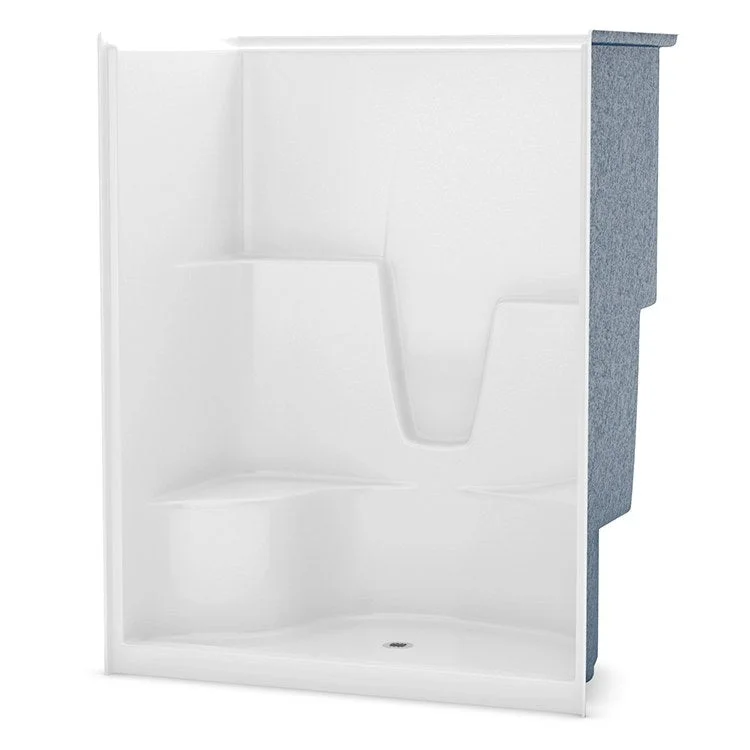 Shower Module 60 Inch AcrylX White 1 Pieces Left Hand Contoured Corner Seat 3-3/8 Inch Center Opening