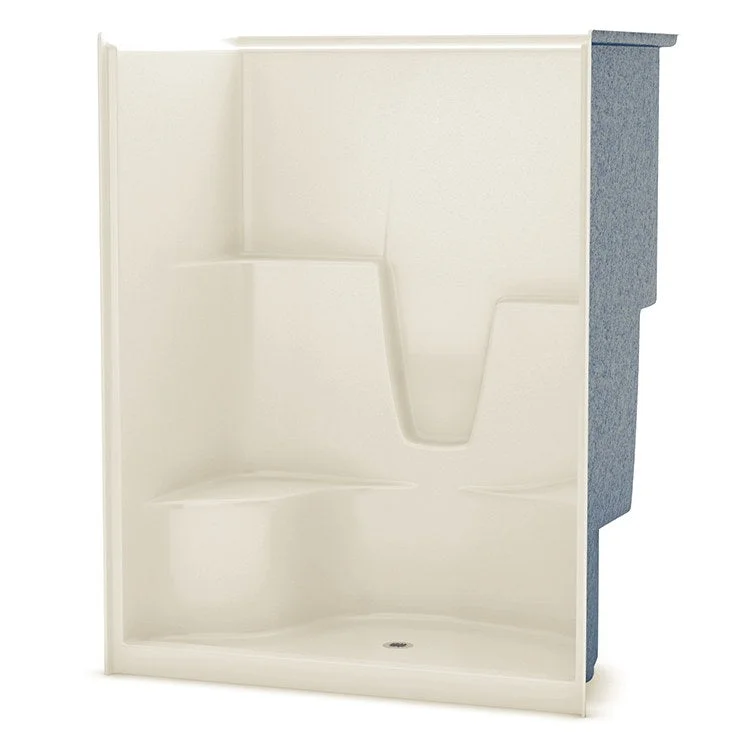 Shower Module 60 Inch AcrylX Bone 1 Pieces Left Hand Contoured Corner Seat