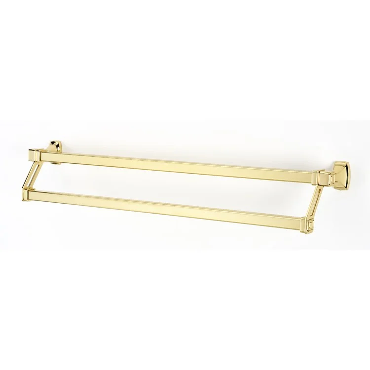 Towel Bar Cube Bath 25 Inch Double Polished Brass 4-1/2 Inch