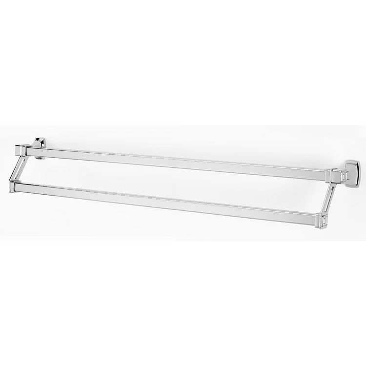 Towel Bar Cube Bath 31 Inch Double Unlacquered Brass 4-1/2 Inch