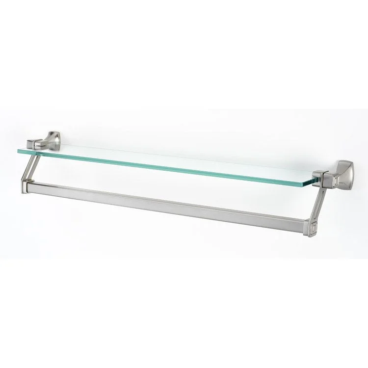 Shelf Cube Bath with Towel Bar Satin Nickel 25 Inch Brass/Glass