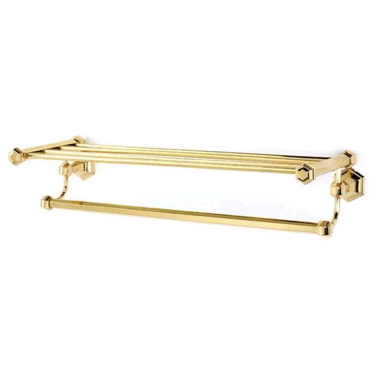 Towel Rack Nicole Bath Polished Brass 24 Inch Brass 9-3/8 Inch Concealed Wall Mount