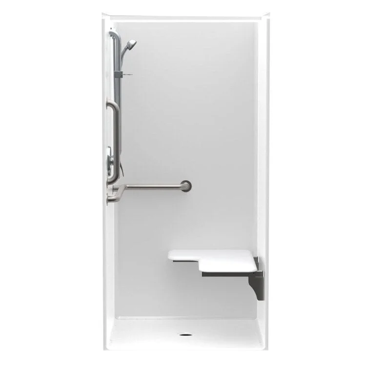 Shower Module 38 x 38 x 77 Inch Acrylic White ADA Left Hand Seat Center Drain