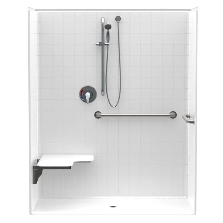 Shower Module 60 x 30 x 74-7/8 Inch Acrylic White 1 Pieces Left Hand Seat with Grab Bar Massachusetts Only